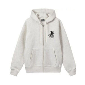 RARE Stussy Rat Zip Hoodie Men's Small Gray Zip Up Sweatshirt